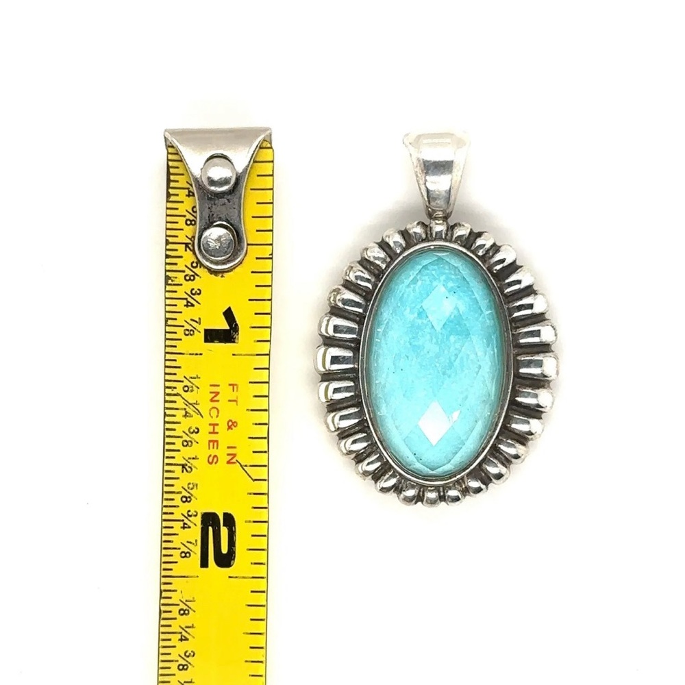 LAGOS MAYA STERLING SILVER  TURQUOISE DOUBLET PENDANT - Picture 6 of 7